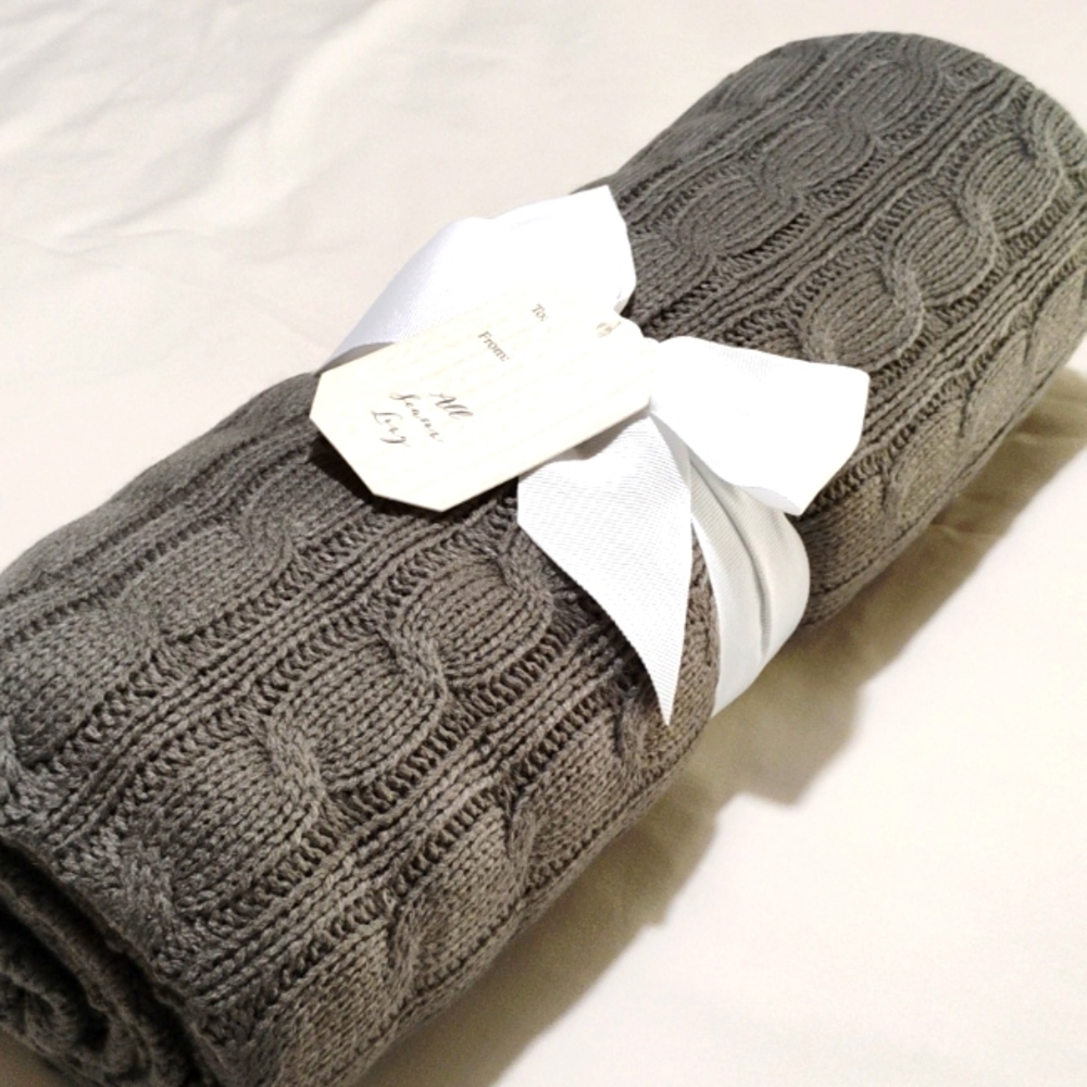 New Dark Gray Throw Blanket Ready to Gift